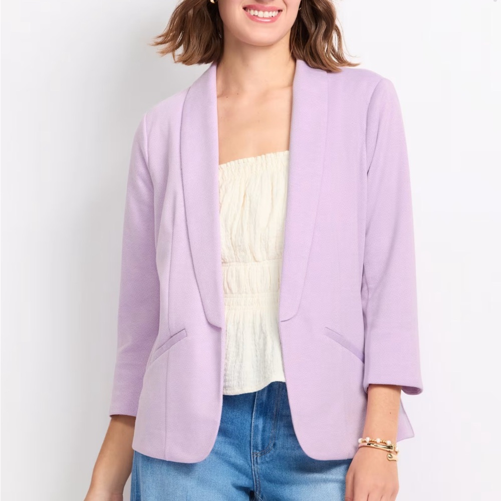 SKIES ARE BLUE NIDI KNOT OPEN FRONT BLAZER IN LAVENDER NWT